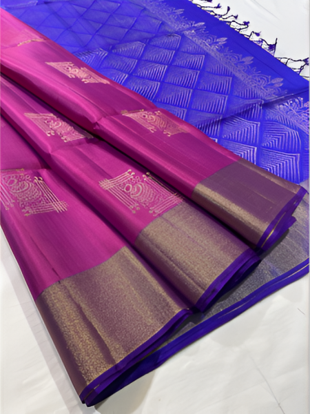 Royal Magenta and Blue Soft Silk 