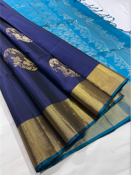 Blue and Turquoise Soft Silk 