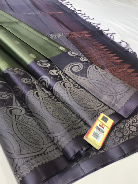 Opulent Olive Green Turning Saree