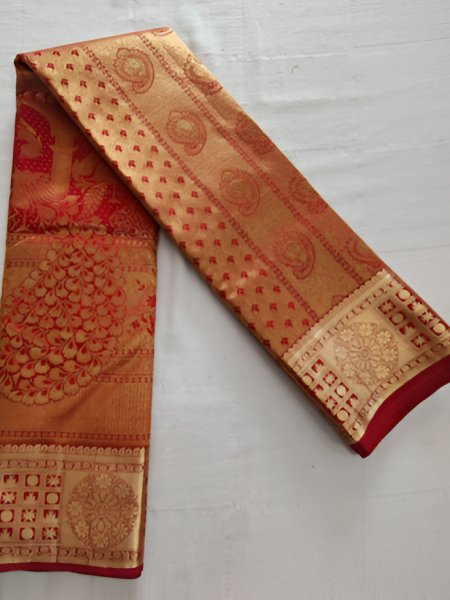 Golden Red Wedding Saree